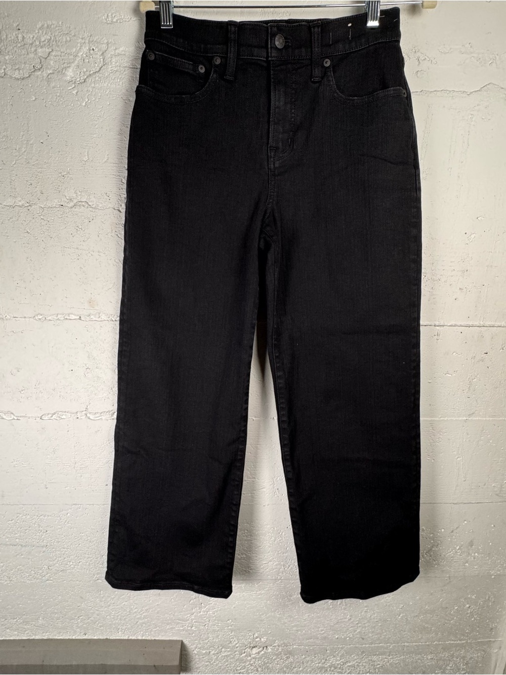 Madewell Black The Perfect Vintage Wide-Leg Jean High-Rise 28 Petite or Crop